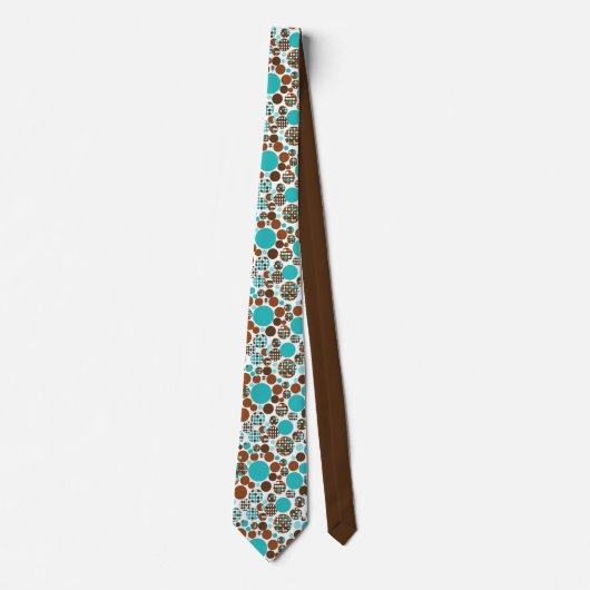 Men's Necktie Turquoise Brown Circles ネクタイ (正面)