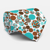 Men's Necktie Turquoise Brown Circles ネクタイ (ロール)