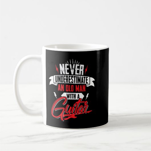 Mens Never Underestimate An Old Man With A Guitar コーヒーマグカップ (左)