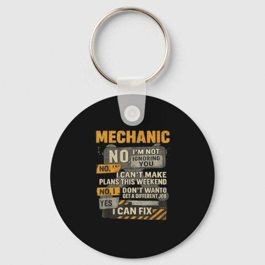 Mens No Im Not Ignoring You Mechanic Wrench Humor  キーホルダー (正面)