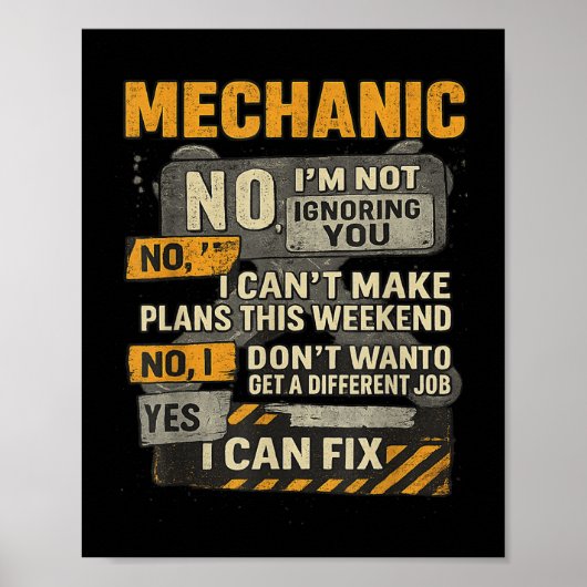 Mens No Im Not Ignoring You Mechanic Wrench Humor ポスター (正面)