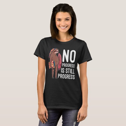 Mens No Progress Is Still Progress Love Sloths Cu Tシャツ (正面フル)