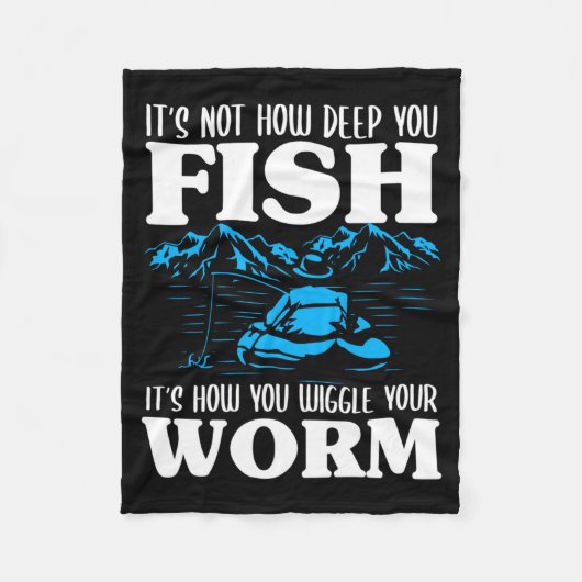 Mens Not How Deep Fish How Wiggle Worm パフォーマンス フリースブランケット (正面)