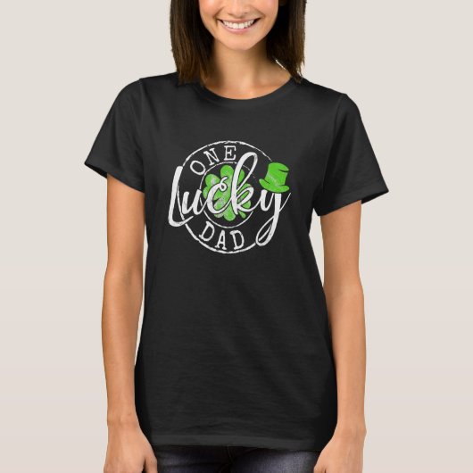 Mens One Lucky Dad Funny Father Irish Clovers St P Tシャツ (正面)
