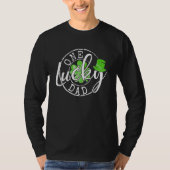 Mens One Lucky Dad Funny Father Irish Clovers St P Tシャツ (正面)