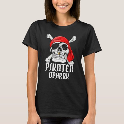 Mens Oparrr Pirate Shirt Grandpa Pirate Costume Fa Tシャツ (正面)