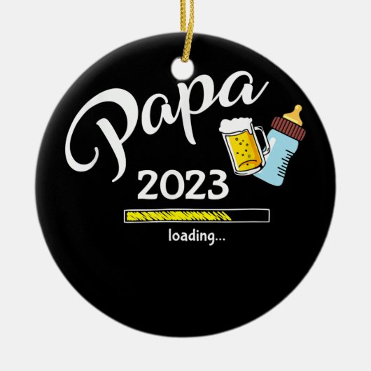 Mens Papa 2023ベビー牛乳とビールを早く～に入れる セラミックオーナメント (正面)