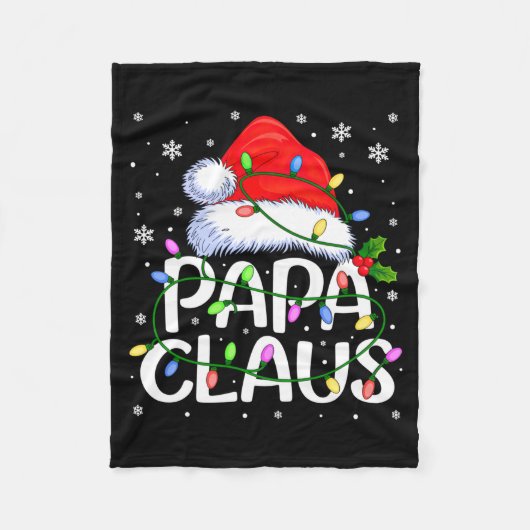 Mens Papa Claus Christmas Lights Long Sleeve  フリースブランケット (正面)