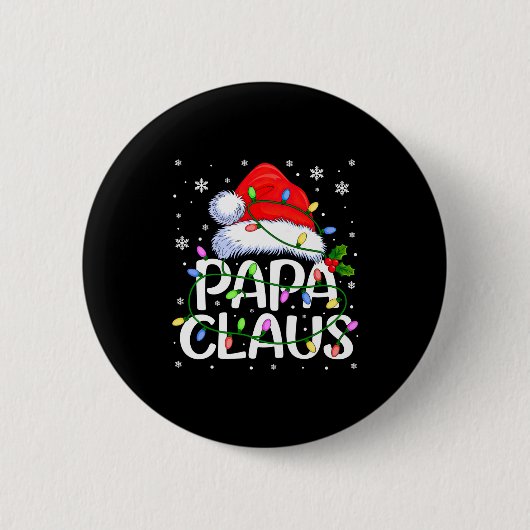Mens Papa Claus Christmas Lights Long Sleeve  缶バッジ (正面)