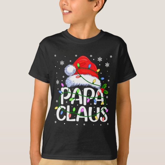 Mens Papa Claus Christmas Lights Long Sleeve Tシャツ (正面)