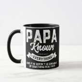 Mens Papa Knows Everything 60th Gift Funny マグカップ (左)