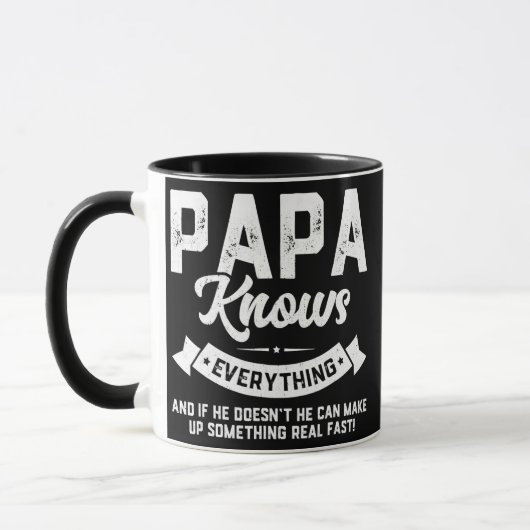 Mens Papa Knows Everything 60th Gift Funny マグカップ (左)