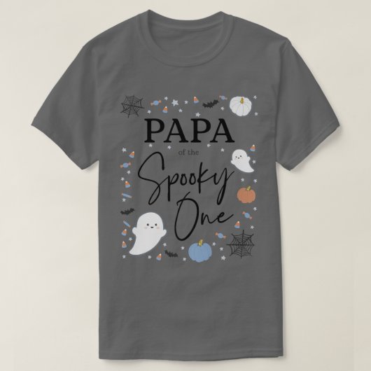 Mens Papa of the Spooky One First Birthday Blue Bo Tシャツ (デザイン正面)