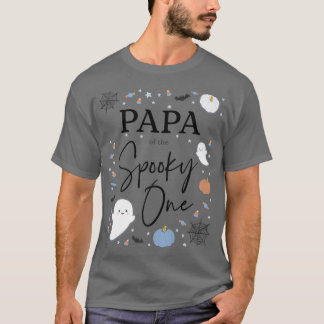 Mens Papa of the Spooky One First Birthday Blue Bo Tシャツ