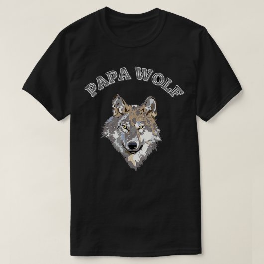 Mens Papa Wolf Tshirt Funny Camping Matching Famil Tシャツ (デザイン正面)