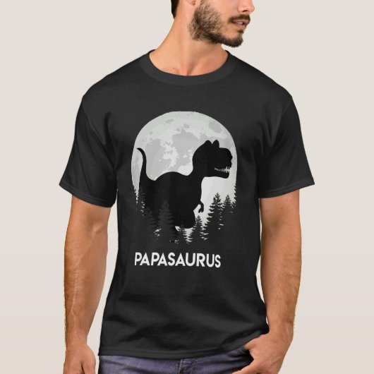Mens Papasaurus Daddy Father 1 Tシャツ (正面)