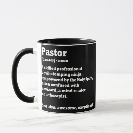 Mens Pastor Funny Definition Funny Pastor Noun マグカップ (左)