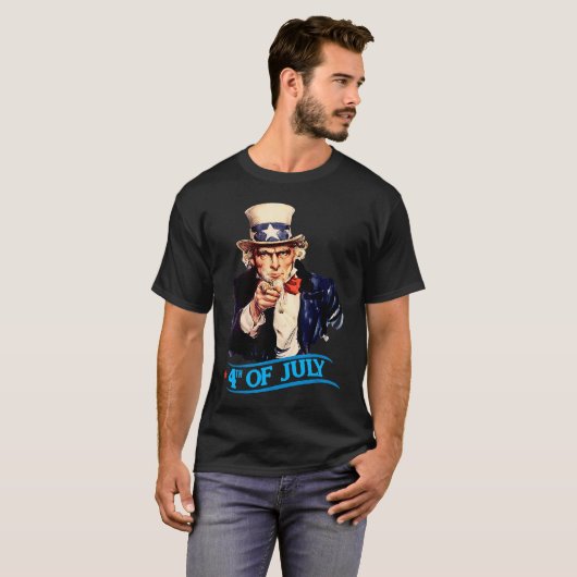 Mens Patriotic Uncle Sam 4th Of July Independence  Tシャツ (正面フル)