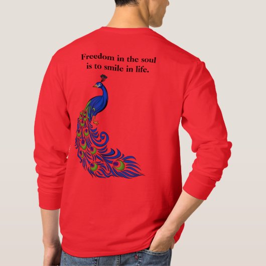 Men's peacock print T-shirt Tシャツ (裏面)