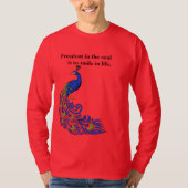 Men's peacock print T-shirt Tシャツ (正面)