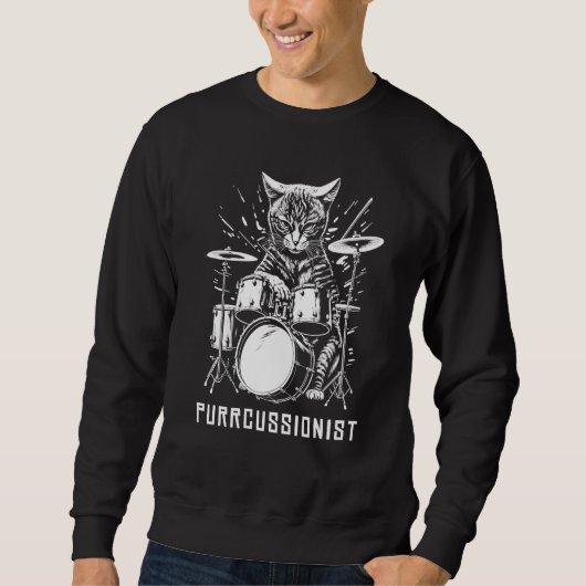 Men's Percussion Drummer Drumming Drums cat item スウェットシャツ (正面)
