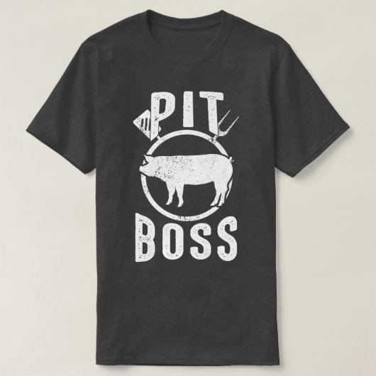 Mens Pit Boss Shirt BBQ Funny Pitmaster Pig Grilli Tシャツ (デザイン正面)