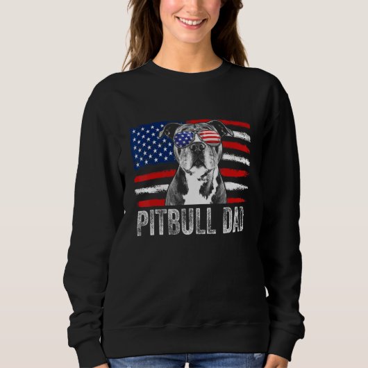 Mens Pitbull Dad Mens  Proud American Pit Bull Dog スウェットシャツ (正面)