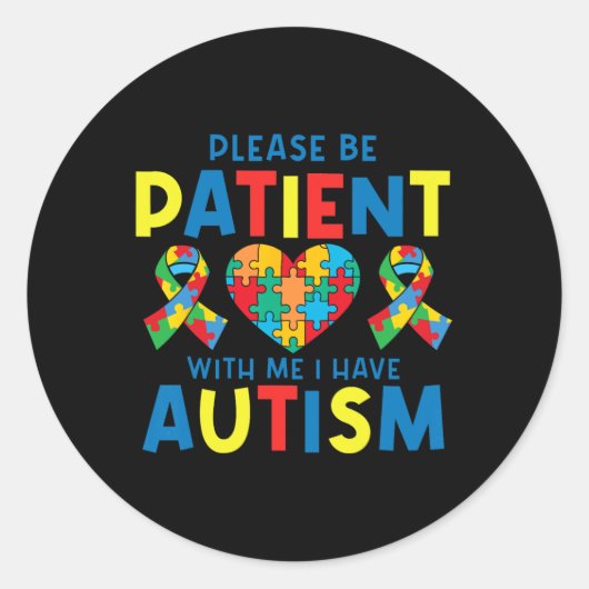 Mens Please Persistent I Have Autism Awareness For ラウンドシール (正面)