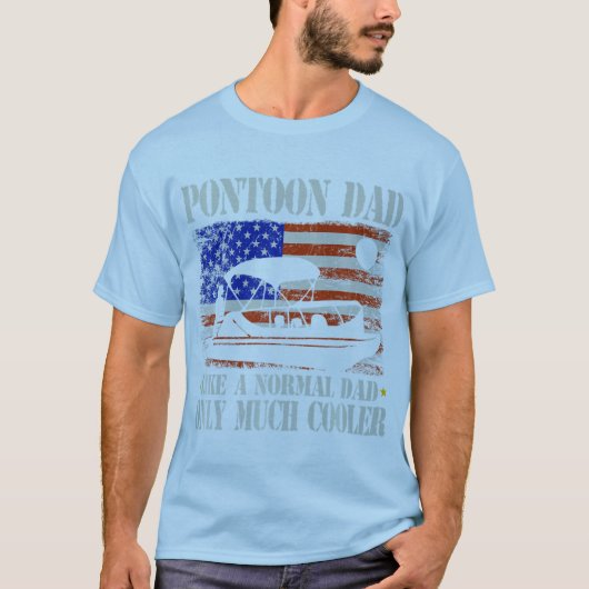 Mens Pontoon Dad Boating American Flag 4Th Of July Tシャツ (正面)