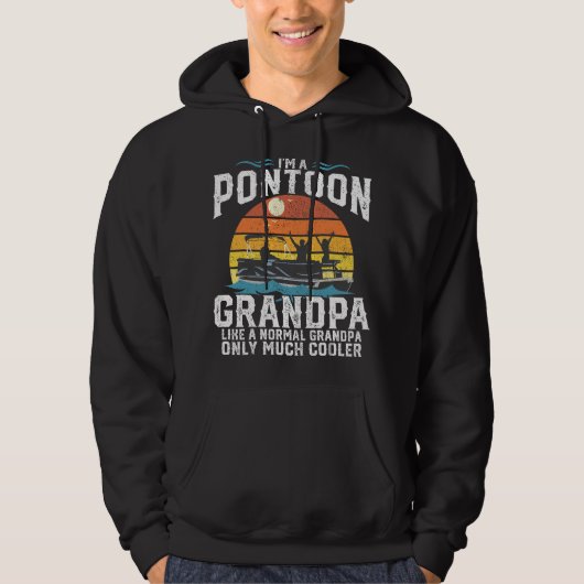 Mens Pontoon Grandpa Captain Retro Funny Boating F パーカ (正面)