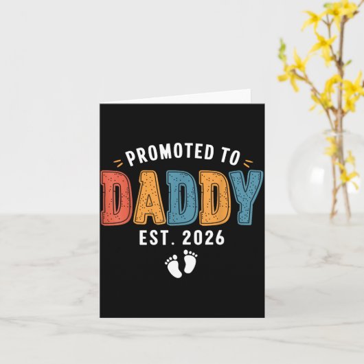 Mens Promoted To Daddy 2026 Dad Est 2026 Daddy To カード (黄色い花)