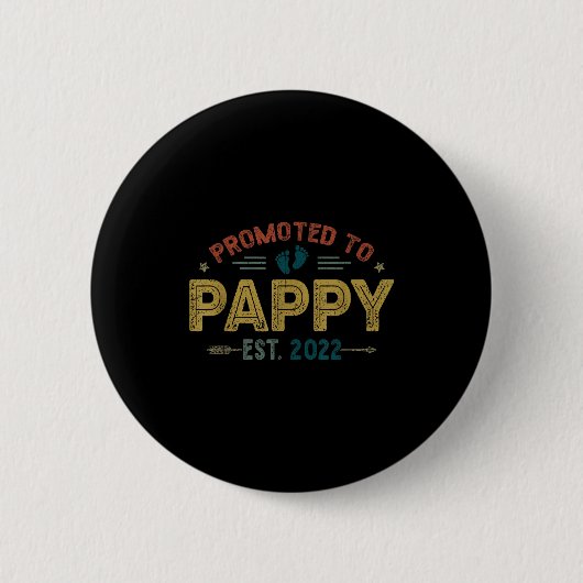 Mens Promoted To Pappy Est 2022 Funny New Pappy  缶バッジ (正面)