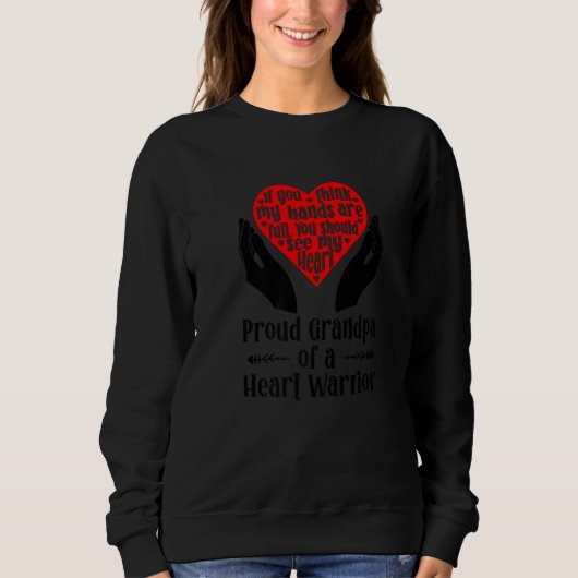 Mens Proud CHD Warrior Grandpa Congenital Heart Di スウェットシャツ (正面)