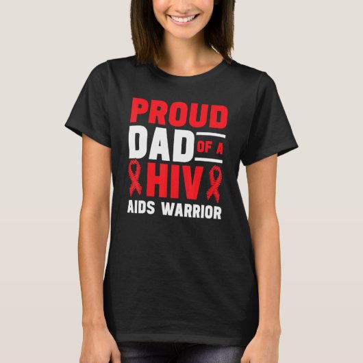 Mens Proud Dad Of A AIDS Warrior AIDS Awareness Re Tシャツ (正面)