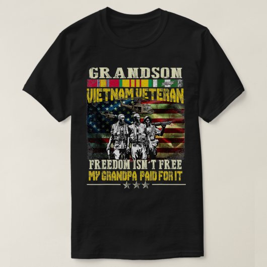 Mens Proud Grandson Of Vietnam Veterans  Freedom I Tシャツ (デザイン正面)
