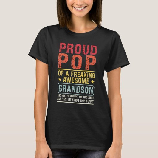 Mens Proud Pop Of A Grandson Pop & Grandson Tシャツ (正面)