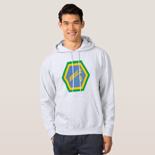 Men's Pullover Hoodie ash BRASIL 26 パーカ (正面フル)