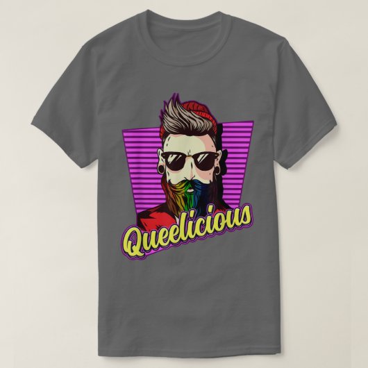 Mens Queelicious Rainbow Beard LGBT Pride T-Shirt Tシャツ (デザイン正面)