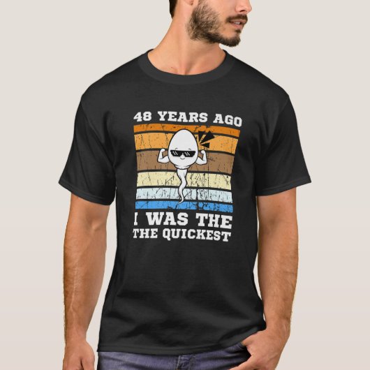 Mens Quickest泳ぐ人48年前Quicket Mastes Tシャツ (正面)
