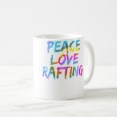 Mens Rafting Outfit Spruch Raftingboot Peace Love  コーヒーマグカップ (正面右)