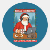mens Rebooting Santa s Tech Support ラウンドシール (正面)