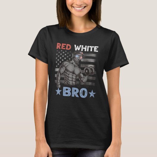 Mens Red White Bro Lincoln  Weightlifting Gym US 4 Tシャツ (正面)