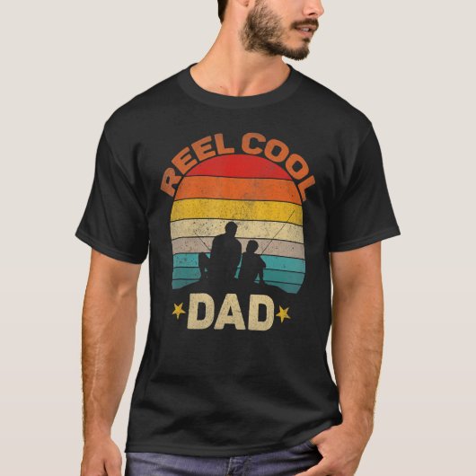 Mens Reel Cool Dad Daddy Father s Day Fishing Fish Tシャツ (正面)