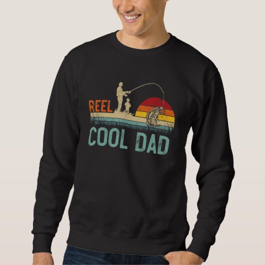 Mens Reel Cool Dad Fisherman Father's Day Funny Fi スウェットシャツ (正面)