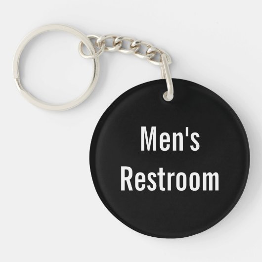 Men's Restroom Black and White Your Logo キーホルダー (正面)
