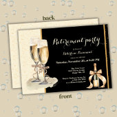 Men's Retirement Gold Black Champagne Party 招待状