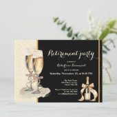 Men's Retirement Gold Black Champagne Party 招待状 (スタンド正面)