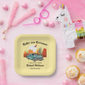 Men's Retirement Retro Classic Blue Car Desert  ペーパープレート (パーティー)