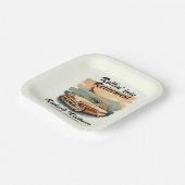 Men's retirement retro classic car desert sunset ペーパープレート (傾斜あり)