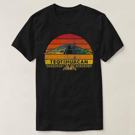 Mens Retro Aztecs Teotihuacan Pyramid of the Sol  Tシャツ (デザイン正面)